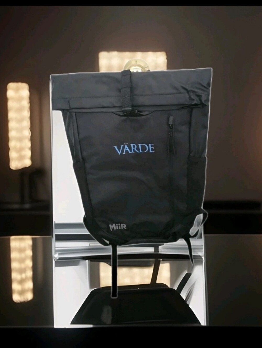 Miir VÄRDE Black Roll Top Backpack – Fits 15” Laptop – Water Resistant – Unisex